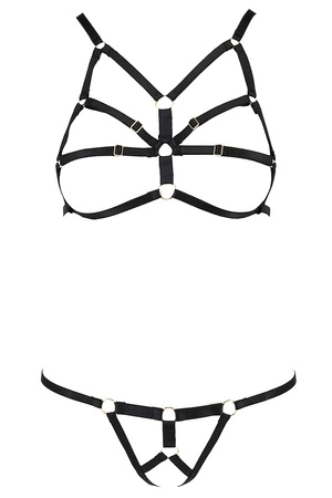 Passion Armanda set Nocna komplet biustonosz + stringi, black