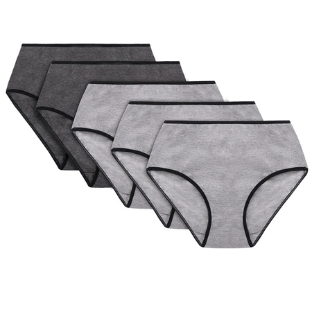 Vivisence 4017 5-pack Majtki wysokie figi, gumka czarna: szary/szary/szary/grafit/grafit