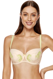 Gorteks Soleil/B4 Biustonosz usztywniany, beżowo-limonkowy