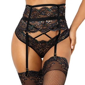 Axami V-10362 Pas do pończoch wysoki, czarny