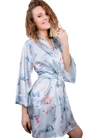 Dkaren DK-P-015 Nocna peniuar, biały-wzór