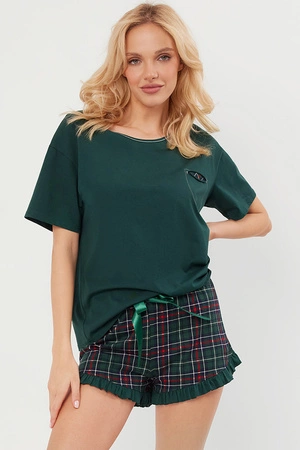 Italian Fashion Foggia kr.r. kr.sp. Nocna piżama, zielony/druk