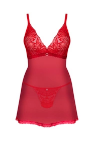 Obsessive Chilisa babydoll Nocna komplet koszulka + stringi, czerwony