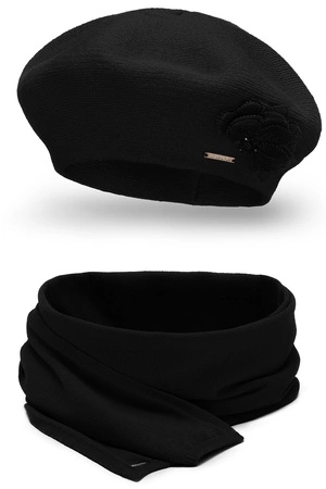 Vivisence 7036Kmpl Komplet beret+szalik, czarny