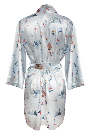 Dkaren DK-P-015 Nocna peniuar, biały-wzór