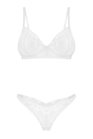 Obsessive Alissium 2-pcs set Nocna komplet biustonosz + stringi, white
