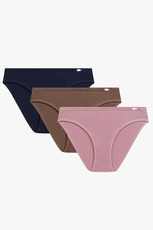 Atlantic 3CLP-002 3-pack Majtki figi, róż/granat/brąz jasny