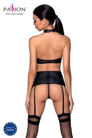 Passion Nancy set Nocna komplet biustonosz + stringi + pas do pończoch, black