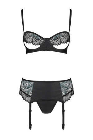 Passion Astrida set Nocna komplet biustonosz + stringi, black