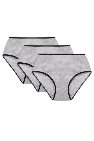 Vivisence 4017 3-pack Majtki wysokie figi, gumka czarna: szary