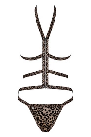 Obsessive Tigrita 2-pcs set Nocna komplet biustonosz + stringi, brązowy