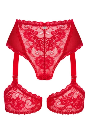 Obsessive Belovya garter panties Majtki figi z pasem, czerwony