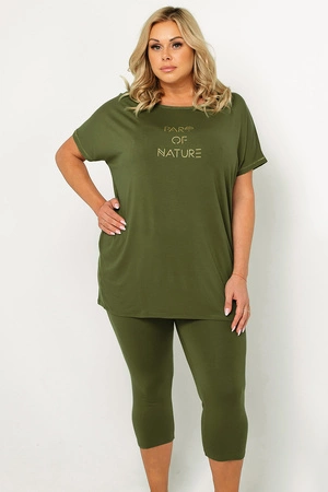 Italian Fashion Natura kr.r. sp.3/4 Nocna piżama, khaki