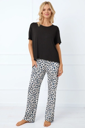 Italian Fashion Savanna kr.r. dł.sp. Nocna piżama, czarny/druk