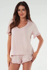 Italian Fashion Puntini kr.r. kr.sp. Nocna piżama, druk/pudrowy róż