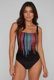 Vivisence 3109 Kostium kąpielowy jednoczęściowy, czarno-kolorowy