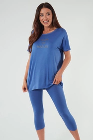Italian Fashion Natura kr.r. sp.3/4 Nocna piżama, niebieski