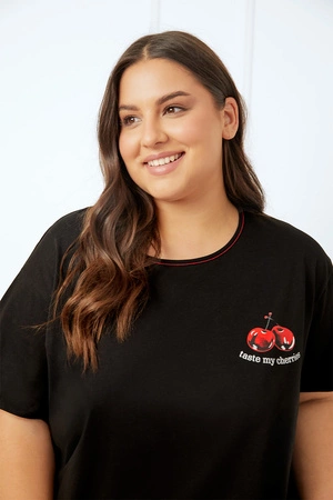 Italian Fashion Cherry kr.r. kr.sp. Nocna piżama, czarny/druk