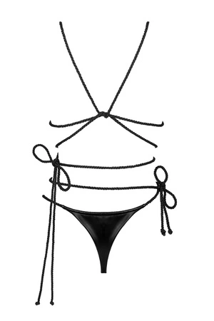 Obsessive Cordellis 2-pcs set Nocna komplet biustonosz + stringi, czarny