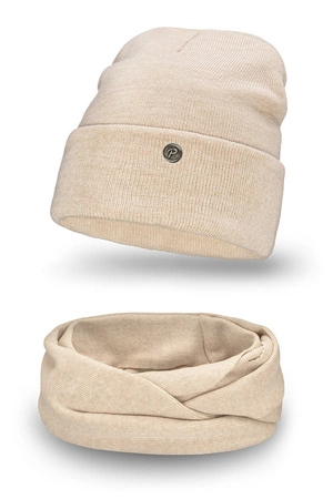 Pamami 14501+15604 Komplet czapka+komin, 004 beżowy