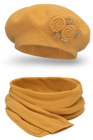 Vivisence 7037Kmpl Komplet beret+szalik, miodowy