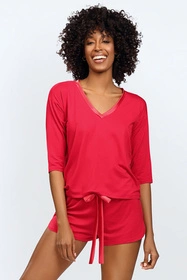 Dkaren Edith Nocna komplet koszulka + szorty, czerwony