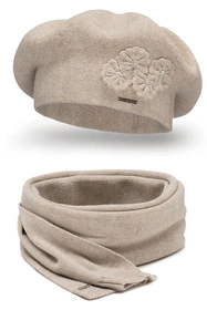 Vivisence 7006Kmpl Komplet beret+szalik, beżowy