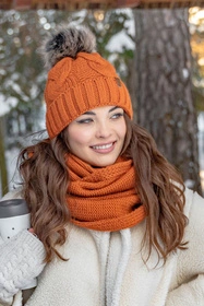 Vivisence 7014Kmpl Komplet czapka+komin, pomarańczowy