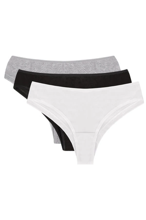 Vivisence 4018 3-pack Majtki brazyliany, czarny/biały/szary