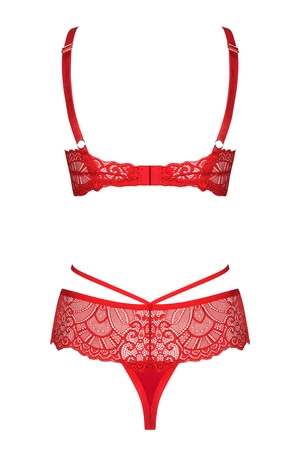Obsessive Loventy 2-pcs set Nocna komplet biustonosz + stringi, czerwony