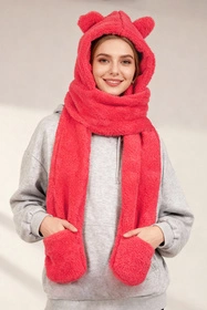 Vivisence 70107 Nakrycie głowy kaptur, malinowy