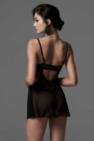 Obsessive Perisia babydoll & thong Nocna komplet koszulka + stringi, black