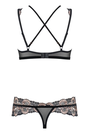 Obsessive 873-SEA-1 Nocna komplet biustonosz + stringi, czarny