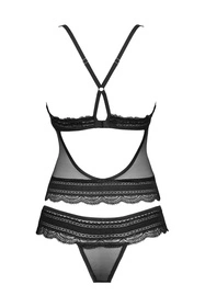 Obsessive Ivannes top & thong Nocna komplet top + stringi, czarny