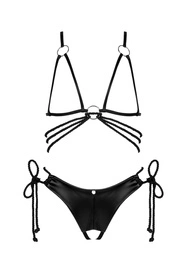 Obsessive Cordellis 2-pcs cupless set Nocna komplet półbiustonosz + stringi, czarny