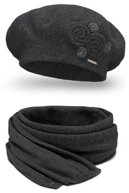 Vivisence 7037Kmpl Komplet beret+szalik, ciemnoszary