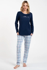 Italian Fashion Glamour dł.r. dł.sp. Nocna piżama, granat/druk