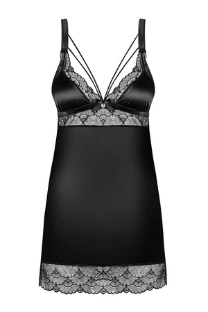 Obsessive Eloissa chemise Nocna komplet koszulka + stringi, czarny
