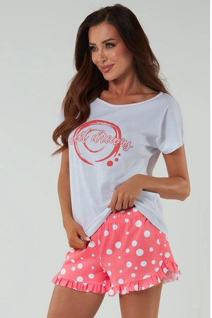 Italian Fashion Raba kr.r. kr.sp. Nocna piżama, biały/druk malina
