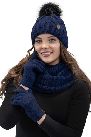 Vivisence 7014 Kmpl+R Komplet czapka+komin+rękawiczki, granatowy