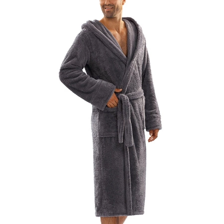 Dkaren 130 z kapturem Nocna szlafrok, szary