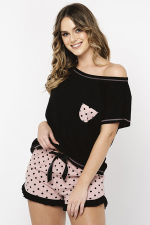 Italian Fashion Buscato kr.r. kr.sp. Nocna pi�ama, czarny/druk