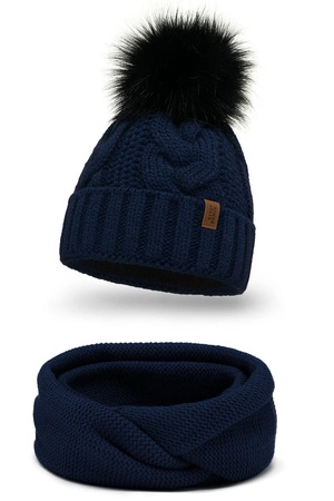 Vivisence 7014Kmpl Komplet czapka+komin, granatowy