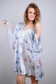 Dkaren DK-HK-015 Nocna koszulka, biały-wzór