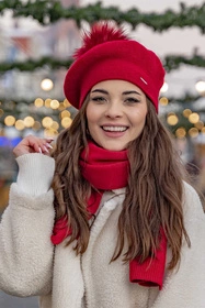 Vivisence 7035 Nakrycie głowy beret, czerwony