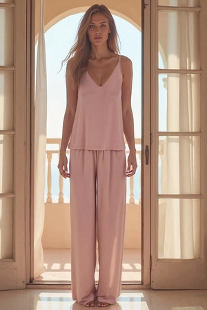 Vivisence 2046 Nocna komplet top + spodnie, różowy