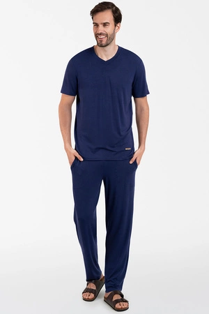 Italian Fashion Akord Men kr.r. dł.sp. Nocna piżama, granat