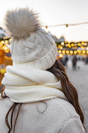 Vivisence 7014Kmpl Komplet czapka+komin, ecru