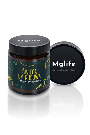 Mglife Świeca cytrusowa z miętą i cytronellą - rzepakowa Świeca zapachowa, naturalna