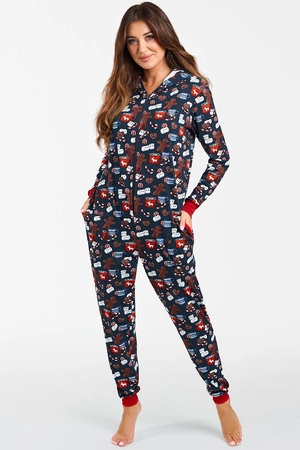 Italian Fashion Makala dł.r. dł.sp. Kombinezon długi, druk/granat